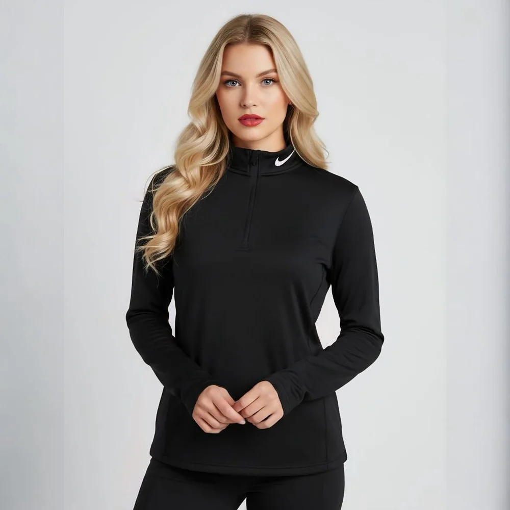 Nike Dri-FIT Small Black 1/4 Zip Fitted Long Sleeve Athletic Sweatshirt - Picture 1 of 10